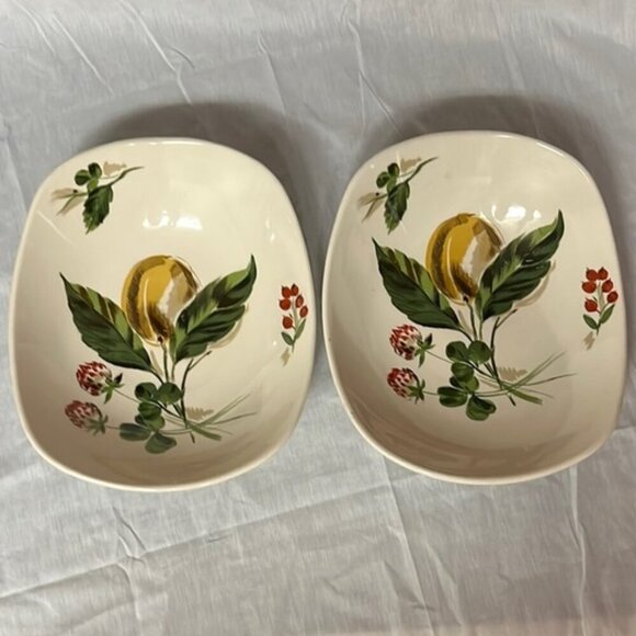Vintage Salem China PEACH & CLOVER 9" Oval Vegetable Bowl Set of 2 - Picture 3 of 9